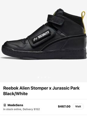 Reebok Kids Black High-Top Sneaker with Yellow Heel Tab